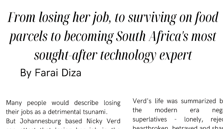 From Losing her job to surviving on food parcels to becoming South Africa's most sought after technology expert